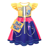 Kids Children KPop Demon Hunters (2025) Rumi Printed Yellow Blue Dress Bag Outfits Cosplay Costume